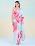 TREANDING JAPAN SATIN PRINT WORK SAREE WITH UNSTITCHED BLOUSE PARTY WEAR WHOLESALE PRICE ETHNIC GARMENT (2)