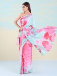 TREANDING JAPAN SATIN PRINT WORK SAREE WITH UNSTITCHED BLOUSE PARTY WEAR WHOLESALE PRICE ETHNIC GARMENT (2)