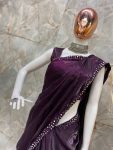 TREANDING JIMMY CHOO EMBROIDERY LACE WITH REAL MIRROR WORK SAREE WITH UNSTITCHED BLOUSE PARTY WEAR WHOLESALE PRICE ETHNIC GARMENT (6)