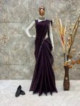 TREANDING JIMMY CHOO EMBROIDERY LACE WITH REAL MIRROR WORK SAREE WITH UNSTITCHED BLOUSE PARTY WEAR WHOLESALE PRICE ETHNIC GARMENT (6)