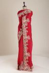 TREANDING JIMMY CHOO THREAD EMBROIDERY CODING SEQUENCE WORK SAREE WITH UNSTITCHED BLOUSE FESTIVAL WEAR WHOLESALE PRICE ETHNIC GARMENT (3)