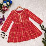 TREANDING MUSLIN LACE WORK READY TO WEAR SHORT KURTI CASUAL WEAR WHOLESALE PRICE ETHNIC GARMENT (1)