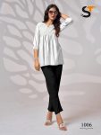 TREANDING RAYON EMBROIDERY WORK READY TO WEAR  TOP WHITE