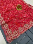 TRENDING GEORGETTE BANDHANI PRINTED PITA WORK SAREE WITH UNSTITCHED BLOUSE PARTY WEAR WHOLESALE PRICE ETHNIC GARMENT (2)