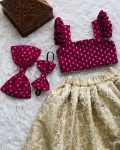 TRENDING JACQUARD BROCADE KID’S TOP WITH SKIRT PARTY WEAR WHOLESALE PRICE ETHNIC GARMENT (1)