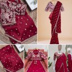 TRENDING JIMMY CHOO EMBROIDERY SEQUENCE WORK SAREE WITH UNSTITCHED BLOUSE PARTY WEAR WHOLESALE PRICE ETHNIC GARMENT (8)