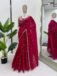 TRENDING JIMMY CHOO EMBROIDERY SEQUENCE WORK SAREE WITH UNSTITCHED BLOUSE PARTY WEAR WHOLESALE PRICE ETHNIC GARMENT (8)