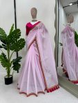 TRENDING MUL-MUL COTTON WITH EMBROIDERY FANCY LACE WORK SAREE WITH UNSTITCHED BLOUSE PARTY WEAR WHOLESALE PRICE ETHNIC GARMENT (14)