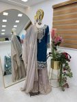 2TRENDING GEORGETTE CODING SEQUENCE EMBROIDERY WORK TOP SHARARA WITH DUPATTA PARTY WEAR WHOLESALE PRICE ETHNIC GARMENT (30)