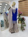 3TRENDING GEORGETTE CODING SEQUENCE EMBROIDERY WORK TOP SHARARA WITH DUPATTA PARTY WEAR WHOLESALE PRICE ETHNIC GARMENT (24)