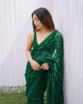 ATTRACTIVE BUTTERFLY NET EMBROIDERY SEQUENCE DIAMOND WORK SAREE WITH UNSTITCHED BLOUSE PARTY WHOLESALE PRICE ETHNIC GARMENT (12)