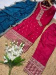 ATTRACTIVE CHINON EMBROIDERY WORK TOP BOTTOM WITH DUPATTA PARTY WEAR WHOLESALE PRICE ETHNIC GARMENT (7)