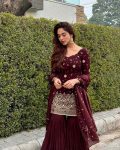ATTRACTIVE CHINON SILK SEQUENCE EMBROIDERY WORK TOP SHARARA WITH DUPATTA FESTIVAL WEAR WHOLESALE PRICE ETHNIC GARMENT (5)