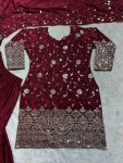 ATTRACTIVE CHINON SILK SEQUENCE EMBROIDERY WORK TOP SHARARA WITH DUPATTA FESTIVAL WEAR WHOLESALE PRICE ETHNIC GARMENT (5)