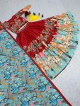 ATTRACTIVE CREPE KALAMKARI PRINT WORK LEHENGA CHOLI WITH DUPATTA WEDDING WEAR WHOLESALE PRICE ETHNIC GARMENT (11)