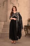 ATTRACTIVE GEORGETTE EMBROIDERY SEQUENCE WORK GOWN BOTTOM WITH DUPATTA FESTIVAL WEAR WHOLESALE PRICE ETHNIC GARMENT (6)