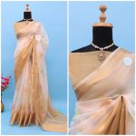 ATTRACTIVE ORGANZA SILK SEQUENCE BUTTA EMBROIDERY WORK SAREE WITH UNSTITCHED BLOUSE FESTIVAL WEAR WHOLESALE PRICE ETHNIC GARMENT (5)