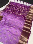 ATTRACTIVE ORGANZA SILK ZARI THREAD WORK SAREE WITH UNSTITCHED BLOUSE FESTIVAL WEAR WHOLESALE PRICE ETHNIC GARMENT (8)