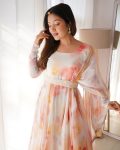 ATTRACTIVE ORGANZA TABBY SILK DIGITAL PRINT HAND WORK GOWN DUPATTA WITH BELT FESTIVAL WEAR WHOLESALE PRICE ETHNIC GARMENT (6)
