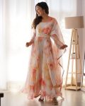 ATTRACTIVE ORGANZA TABBY SILK DIGITAL PRINT HAND WORK GOWN DUPATTA WITH BELT FESTIVAL WEAR WHOLESALE PRICE ETHNIC GARMENT (6)