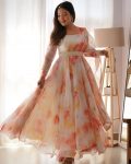 ATTRACTIVE ORGANZA TABBY SILK DIGITAL PRINT HAND WORK GOWN DUPATTA WITH BELT FESTIVAL WEAR WHOLESALE PRICE ETHNIC GARMENT (6)