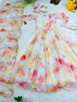 ATTRACTIVE ORGANZA TABBY SILK DIGITAL PRINT HAND WORK GOWN DUPATTA WITH BELT FESTIVAL WEAR WHOLESALE PRICE ETHNIC GARMENT (6)