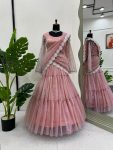 ATTRACTIVE TWILL ORGANZA RUFFLE STYLE WITH DREP AND THREAD WORK LEHENGA SAREE WITH UNSTITCHED BLOUSE PARTY WEAR WHOLESALE PRICE ETHNIC GARMENT (3)