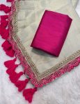 ATTRACTIVE TWO TONE TISSUE EMBROIDERY LACE WORK SAREE WITH UNSTITCHED BLOUSE PARTY WEAR WHOLESALE PRICE ETHNIC GARMENT (4)