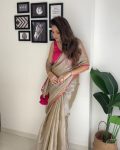 ATTRACTIVE TWO TONE TISSUE EMBROIDERY LACE WORK SAREE WITH UNSTITCHED BLOUSE PARTY WEAR WHOLESALE PRICE ETHNIC GARMENT (4)