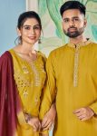 ATTRACTIVE VISCOSE EMBROIDERY WORK COUPLE WEAR FESTIVAL WEAR WHOLESALE PRICE ETHNIC GARMENT 2 (2)