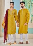 ATTRACTIVE VISCOSE EMBROIDERY WORK COUPLE WEAR FESTIVAL WEAR WHOLESALE PRICE ETHNIC GARMENT 2 (2)