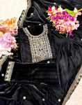 ATTRACTIVE VISCOSE VELVET EMBROIDERY SEQUENCE WORK TOP BOTTOM WITH DUPATTA FESTIVAL WEAR WHOLESALE PRICE ETHNIC GARMENT ( (7)