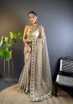 DESIGNER BUTTERFLY NET EMBROIDERY FOIL THREAD STONE WORK SAREE WITH UNSTITCHED BLOUSE PARTY WHOLESALE PRICE ETHNIC GARMENT 3 (7)