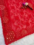 DESIGNER BUTTERFLY SILK AARI MIRROR DIAMOND WORK SAREE WITH UNSTITCHED BLOUSE FESTIVAL WHOLESALE PRICE ETHNIC GARMENT (5)