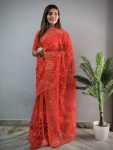 DESIGNER BUTTERFLY SILK AARI MIRROR DIAMOND WORK SAREE WITH UNSTITCHED BLOUSE FESTIVAL WHOLESALE PRICE ETHNIC GARMENT (5)