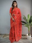 DESIGNER BUTTERFLY SILK AARI MIRROR DIAMOND WORK SAREE WITH UNSTITCHED BLOUSE FESTIVAL WHOLESALE PRICE ETHNIC GARMENT (5)