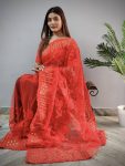 DESIGNER BUTTERFLY SILK AARI MIRROR DIAMOND WORK SAREE WITH UNSTITCHED BLOUSE FESTIVAL WHOLESALE PRICE ETHNIC GARMENT (5)