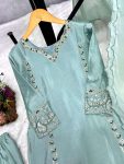 DESIGNER CHINON SILK EMBROIDERY THREAD SEQUENCE WORK TOP BOTTOM WITH DUPATTA FESTIVAL WEAR WHOLESALE PRICE ETHNIC GARMENT (3)