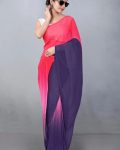 DESIGNER GEORGETTE CRUSH PLEATED SAREE WITH UNSTITCHED BLOUSE PARTY WEAR WHOLESALE PRICE ETHNIC GARMENT (3)