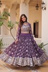 DESIGNER GEORGETTE EMBROIDERY SEQUENCE WORK LEHENGA CHOLI WITH DUPATTA PARTY WEAR WHOLESALE PRICE ETHNIC GARMENT (5)