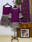 DESIGNER GEORGETTE MIRROR DIAMOND EMBROIDERY WORK TOP SHARARA WITH DUPATTA FESTIVAL WEAR WHOLESALE PRICE ETHNIC GARMENT (11)
