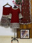 DESIGNER GEORGETTE MIRROR DIAMOND EMBROIDERY WORK TOP SHARARA WITH DUPATTA FESTIVAL WEAR WHOLESALE PRICE ETHNIC GARMENT (16)