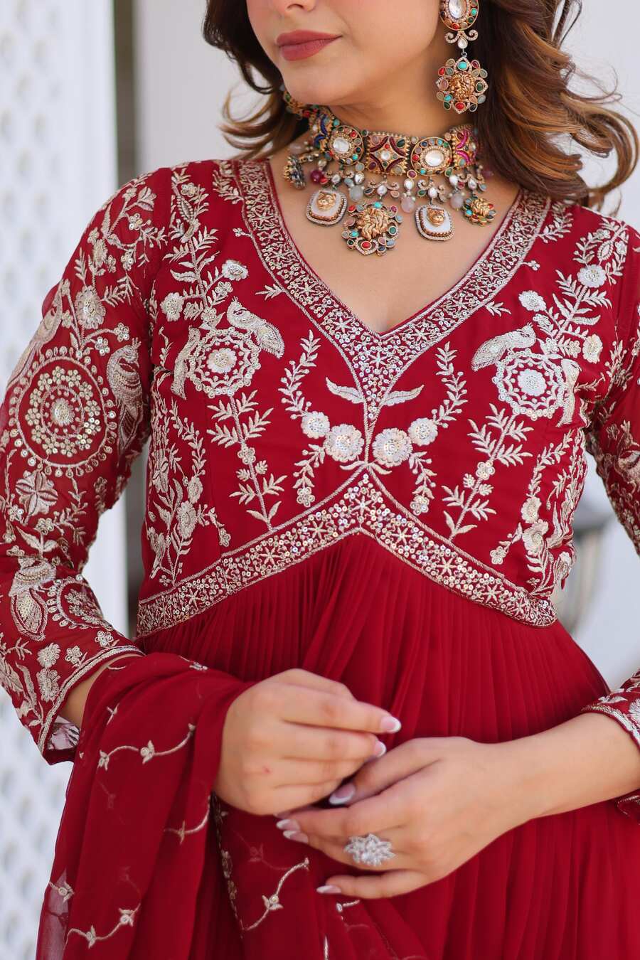 DESIGNER GEORGETTE SEQUENCE EMBROIDERY WORK GOWN WITH DUPATTA FESTIVAL WEAR WHOLESALE PRICE ETHNIC GARMENT (1)