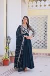 DESIGNER GEORGETTE SEQUENCE EMBROIDERY WORK GOWN WITH DUPATTA FESTIVAL WEAR WHOLESALE PRICE ETHNIC GARMENT (9)