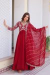 DESIGNER GEORGETTE SEQUENCE EMBROIDERY WORK GOWN WITH DUPATTA FESTIVAL WEAR WHOLESALE PRICE ETHNIC GARMENT (11)