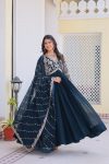 DESIGNER GEORGETTE SEQUENCE EMBROIDERY WORK GOWN WITH DUPATTA FESTIVAL WEAR WHOLESALE PRICE ETHNIC GARMENT (9)