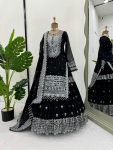 DESIGNER GEORGETTE THREAD SEQUENCE WORK TOP LEHENGA WITH DUPATTA WEDDING WEAR WHOLESALE PRICE ETHNIC GARMENT (6)