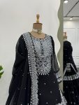 DESIGNER GEORGETTE THREAD SEQUENCE WORK TOP LEHENGA WITH DUPATTA WEDDING WEAR WHOLESALE PRICE ETHNIC GARMENT (6)