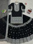 DESIGNER GEORGETTE THREAD SEQUENCE WORK TOP LEHENGA WITH DUPATTA WEDDING WEAR WHOLESALE PRICE ETHNIC GARMENT (6)