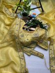 DESIGNER GOLD CRUNCHY THREAD SEQUENCE EMBROIDERY WORK SAREE WITH STITCHED BLOUSE PARTY WHOLESALE PRICE ETHNIC GARMENT (13)